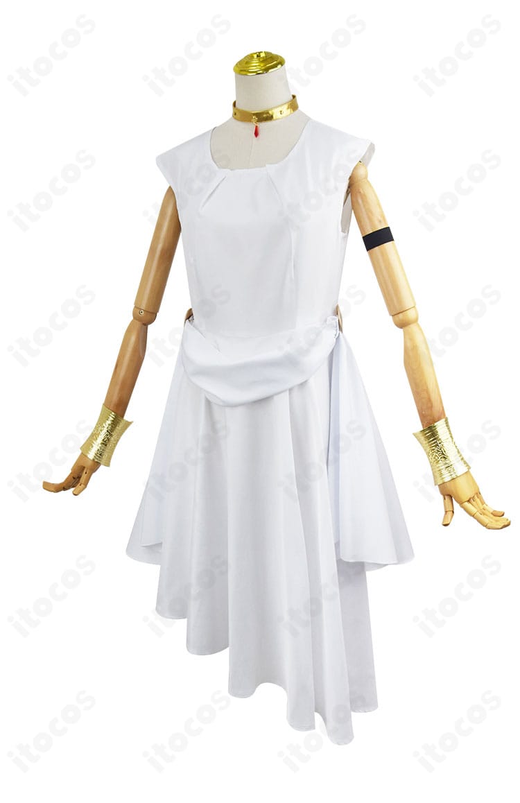 葬送のフリーレン フランメ衣装の右側面ビュー。袖口から裾にかけてのラインとアクセサリーの配置をディテールまで表現。