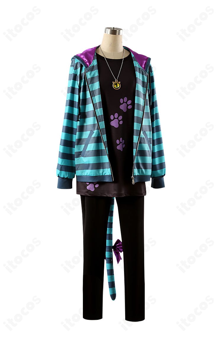 ブルーロック 蜂楽廻 Alice ver. コスプレ衣装の側面。コートのハリ感とライン、尻尾アクセのバランスをチェック。