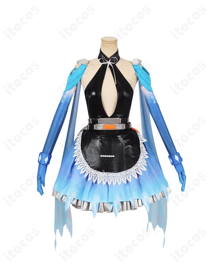 幻塔（Tower of Fantasy）メリル コスプレ衣装の正面全身。アーマー風トップスとスカート、ベルトまで高再現で整えたディテールがわかる正面カット。