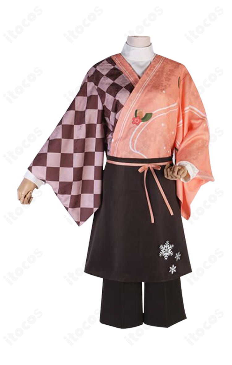 プロジェクトセカイ 鏡音レンのコスプレ衣装 正面全身。薄手で通気性の良い生地とハリ感のあるシルエットで、付属小物まで再現したステージ衣装のディテールが分かる写真。