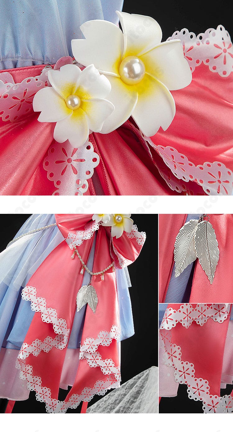 腰部背面の蝶結びとリボン飾りのアップ。後ろ姿が映える立体感と固定仕様が分かる画像。