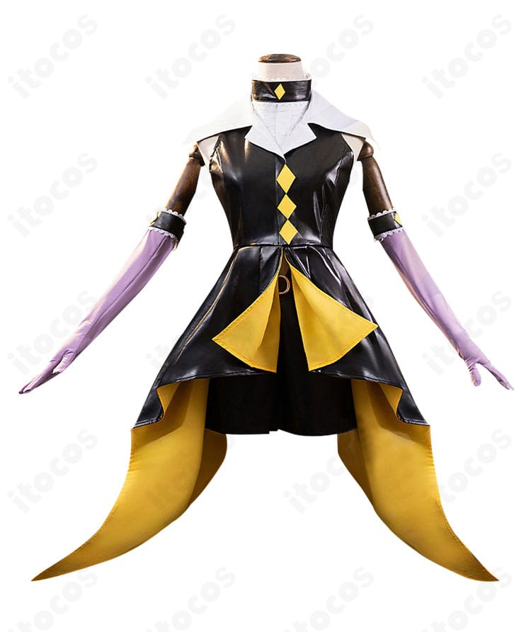 ほしな歌唄 ブラックダイヤモンド衣装 正面全体。トップスのハリ感、ショートパンツ、ベルト配置、つけ襟の形状まで確認できる商品写真。