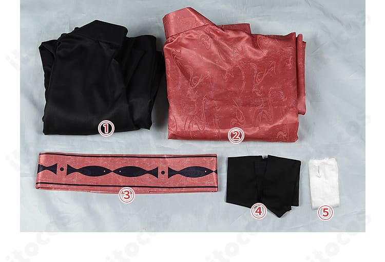 ハイキュー!! 黒尾鉄朗 コスプレ衣装の構成写真。主要パーツを並べ、色味とデザイン統一感を確認できる