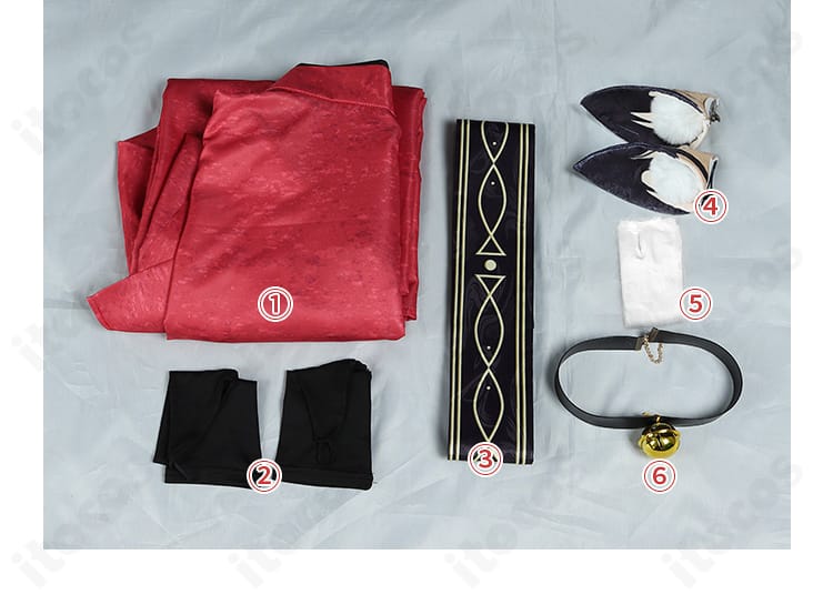 ハイキュー!! 孤爪研磨コスプレ衣装 セット一式レイアウト。主要アイテムの構成が一目で分かる画像