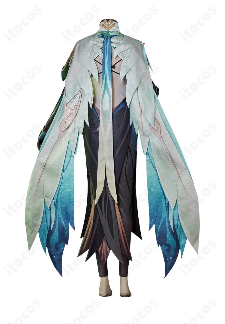原神 閑雲 コスプレ衣装の背面全体。マントの落ち感と背面装飾の配置