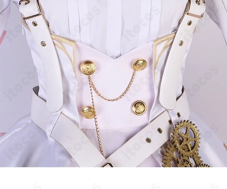 暁山瑞希 コスプレ衣装 腰部装飾パーツの詳細。蝶とギアが重なる華やかなモチーフ