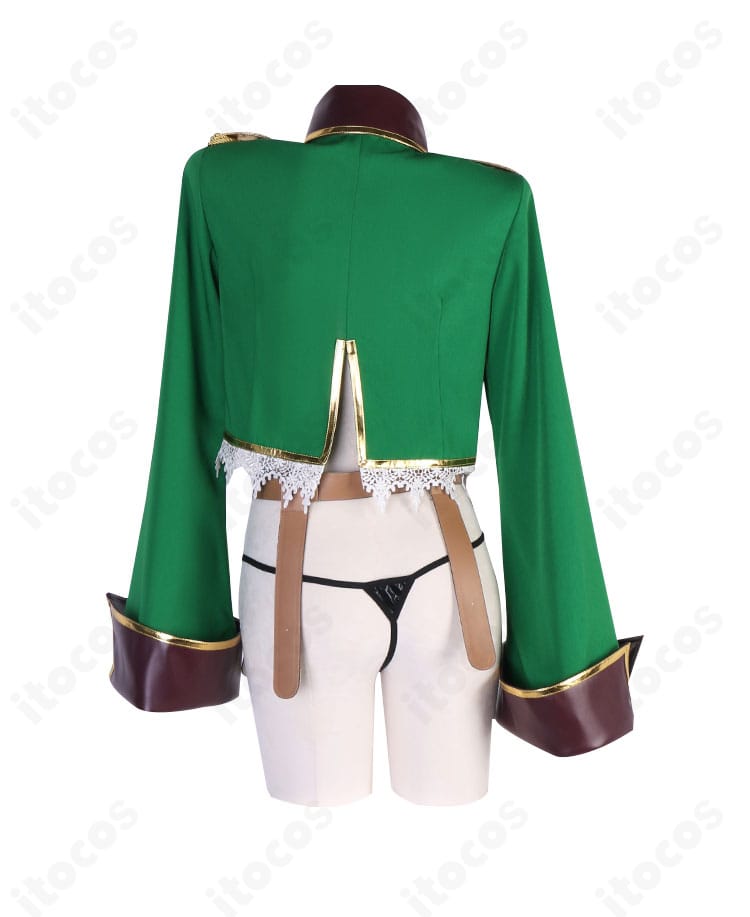 阿良河キウィ レオパルト衣装の背面。マントの流れと裾デザインの動きをチェックできる画像