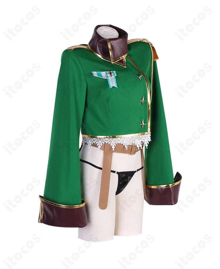 阿良河キウィ レオパルト衣装の側面。コートのラインとマントの落ち感を確認できるシルエット画像