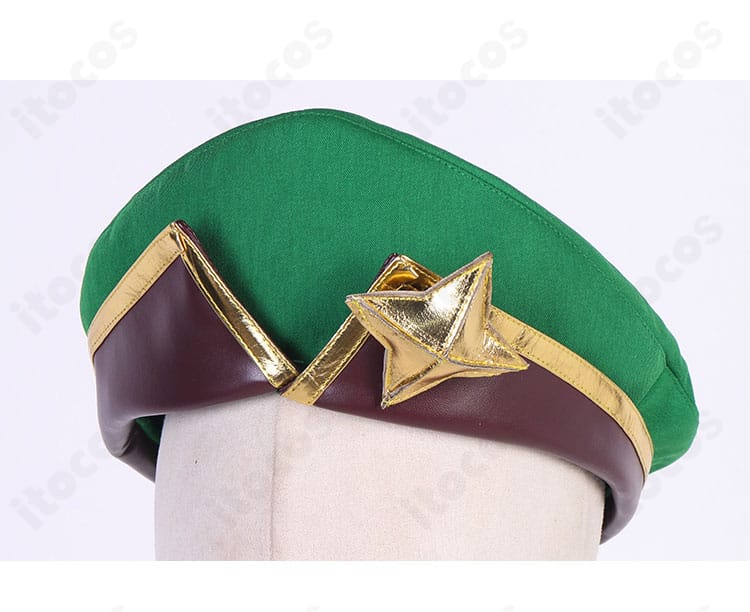 阿良河キウィ レオパルト衣装 帽子の正面アップ。立体装飾と縁飾りの質感が伝わる