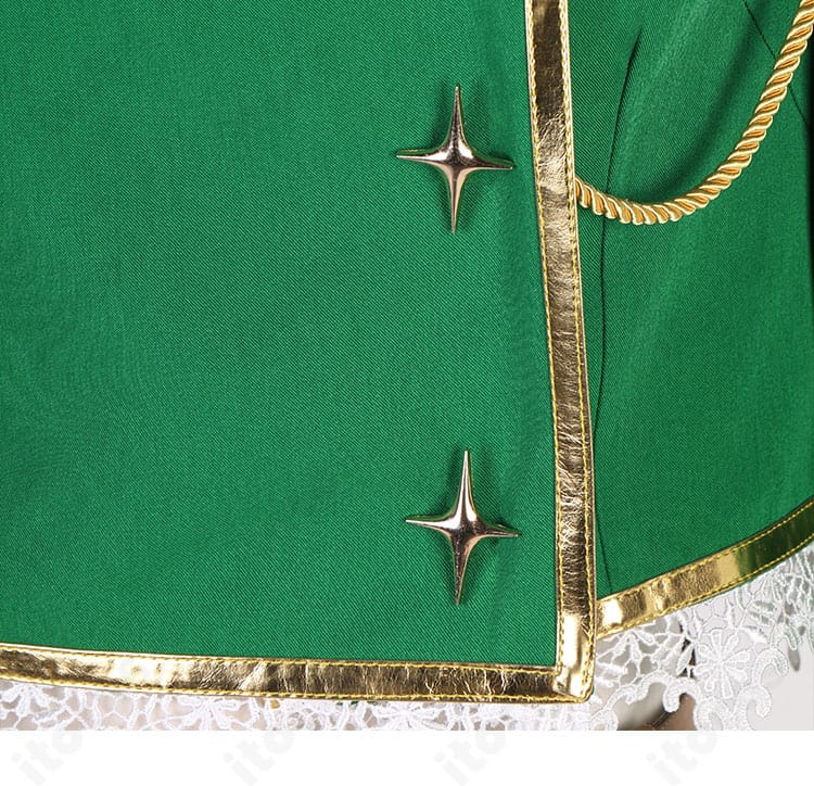 阿良河キウィ レオパルト衣装 裾装飾の近接。歩行で揺れるトリムの仕立てが分かる