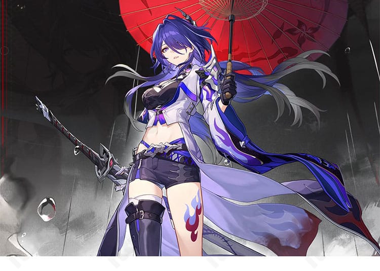 崩壊：スターレイル 黄泉（アケロン） コスプレ衣装の着用イメージ。世界観を再現した黒×深紅の和装シルエットと全体コーデが分かる写真。