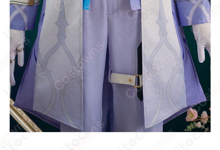 サンデー衣装パンツ裾の装飾ディテール。ライン入りデザインとパイピングの仕上がり。