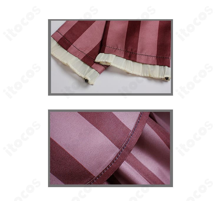 ヴィクトリア衣装の袖口とスカート裾ディテール。柔らかな素材感と端処理の美しさが分かるクローズアップ