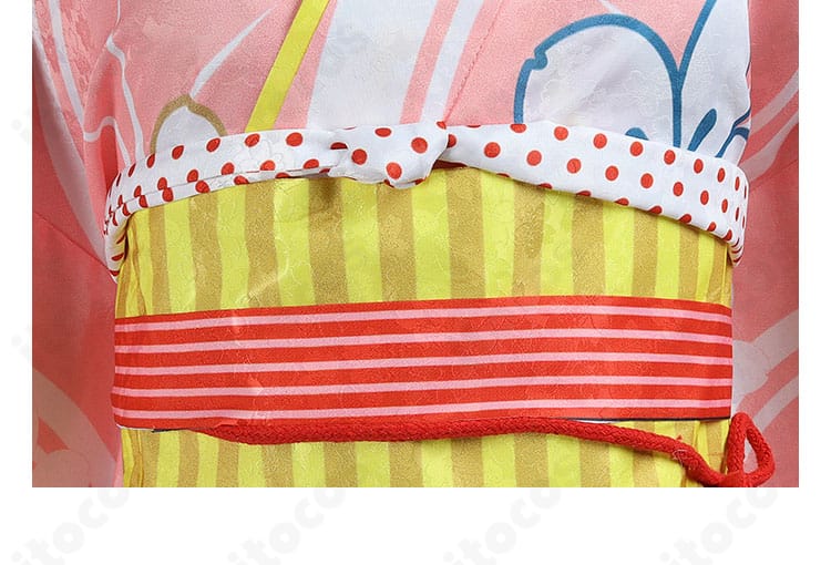 鹿目まどか 晴着Ver. ストライプ帯飾りのディテール。コントラストと端処理の丁寧さを示した写真。