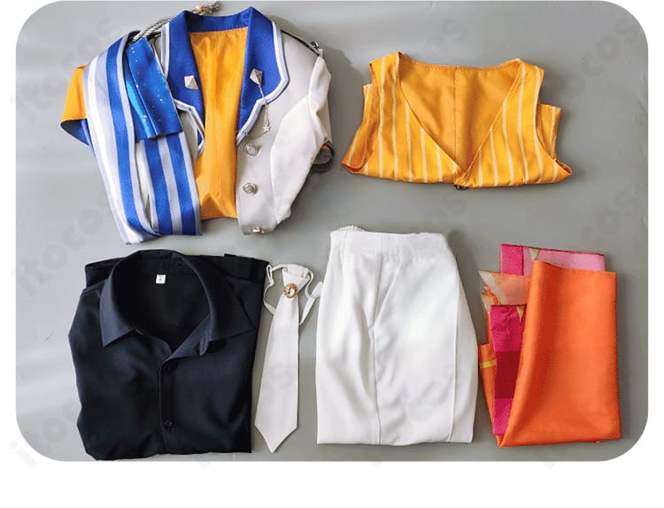 プロセカ 天馬司 コスプレ衣装のセット内容一覧。コート・シャツ・ベスト・ズボン・ネクタイの5点セット