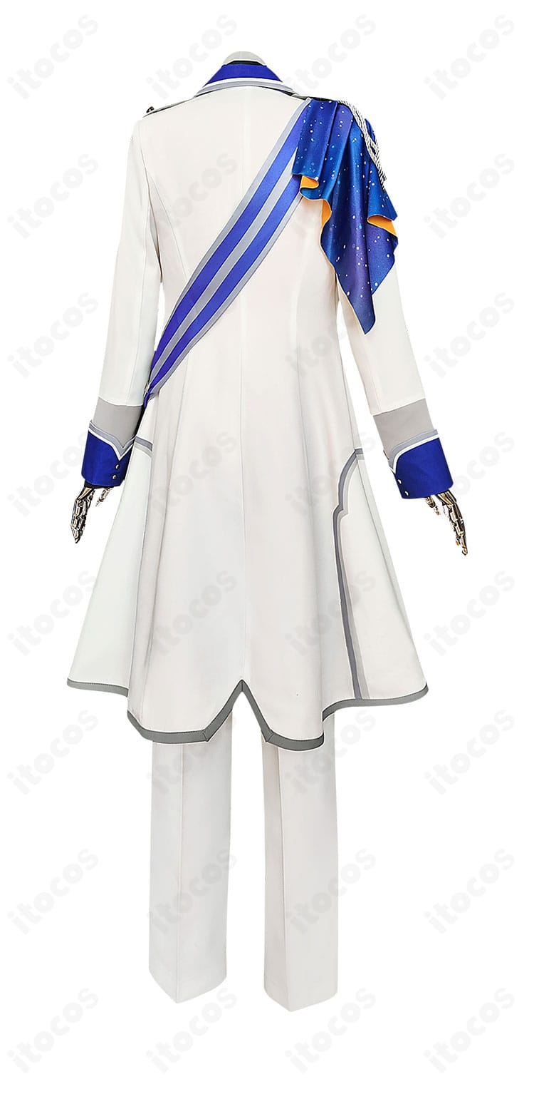 プロセカ 天馬司 コスプレ衣装の背面ビュー。コート裾まで丁寧な仕立てでステージ映えする後ろ姿