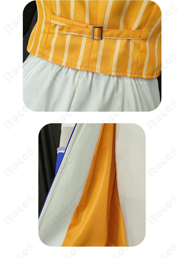 プロセカ 天馬司 コスプレ衣装のイエローベストと裾の配色。鮮やかなカラーで写真映えする印象