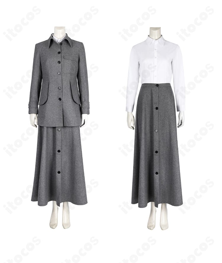 コートの前開きとインナーシャツの組み合わせを示すダイアナ・プリンススタイル