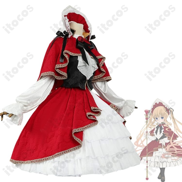 真紅の深紅を気高く再現。ローゼンメイデン 20周年記念衣装 コスプレ豪華8点セットでイベントと撮影に最適 - 2枚目の画像