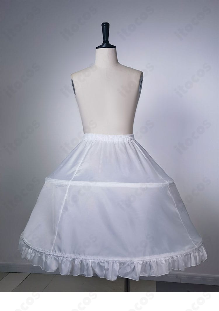 真紅コスプレ衣装の白色インナースカート。快適な着用感とスカートの形を整える基本パーツ