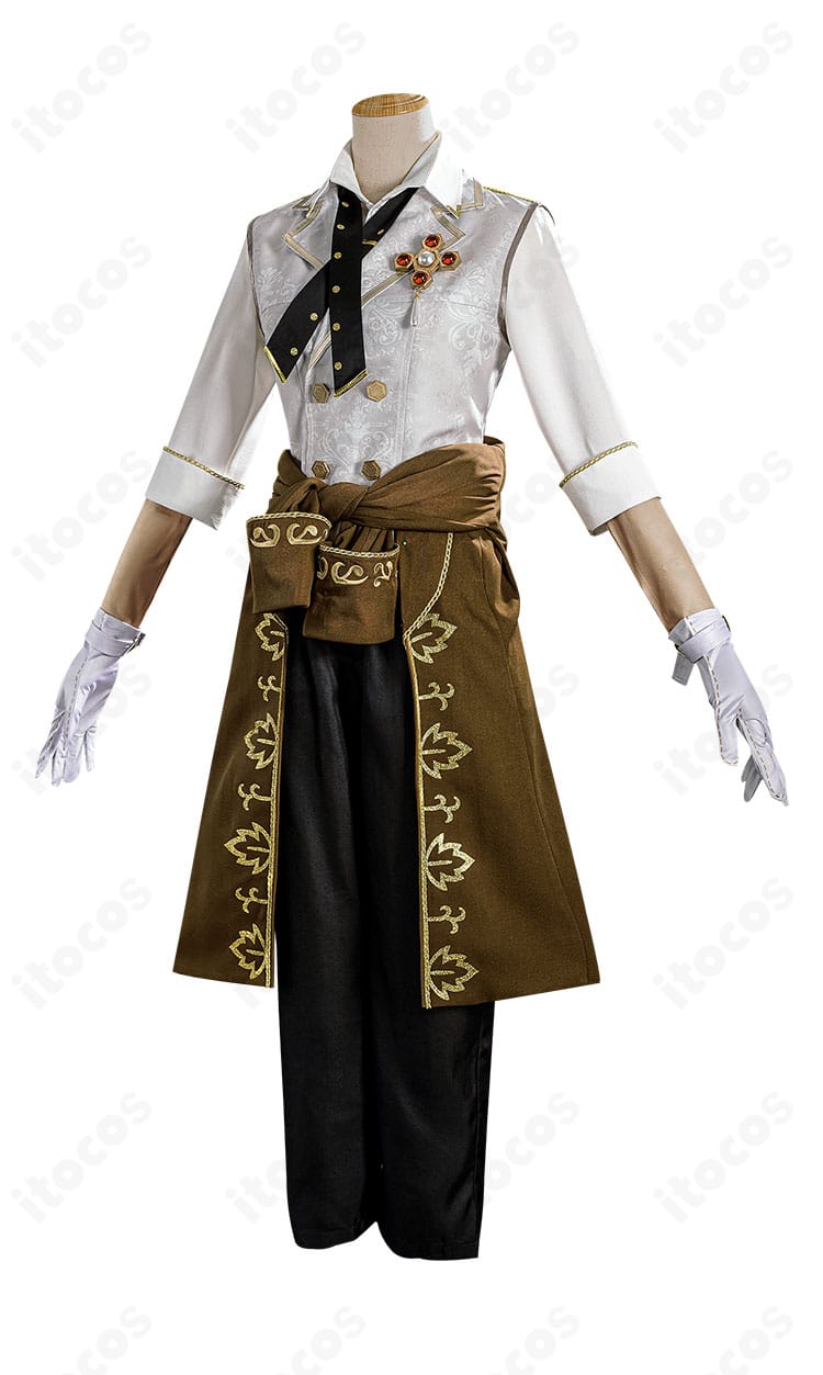 Identity V 第五人格 囚人（ルカ・バルサー）卒業の日コスプレ衣装の側面。コートのラインとアームカバーのフィット感を確認できる画像。