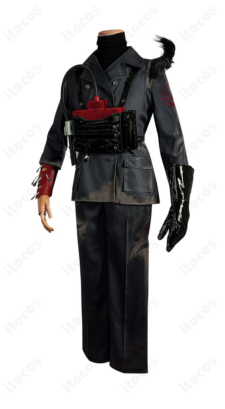 第五人格 教授（ルキノ・ドゥルギ）緊急輸送コスプレ衣装の全身カット。クールなスーツ風デザインを細部まで再現し、イベント・撮影に適した仕上がり。