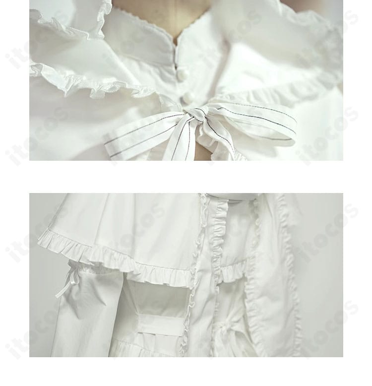 春日野穹 Ending衣装の襟元と背面装飾。襟周りの形状とマント留めの仕上がりをわかりやすく撮影