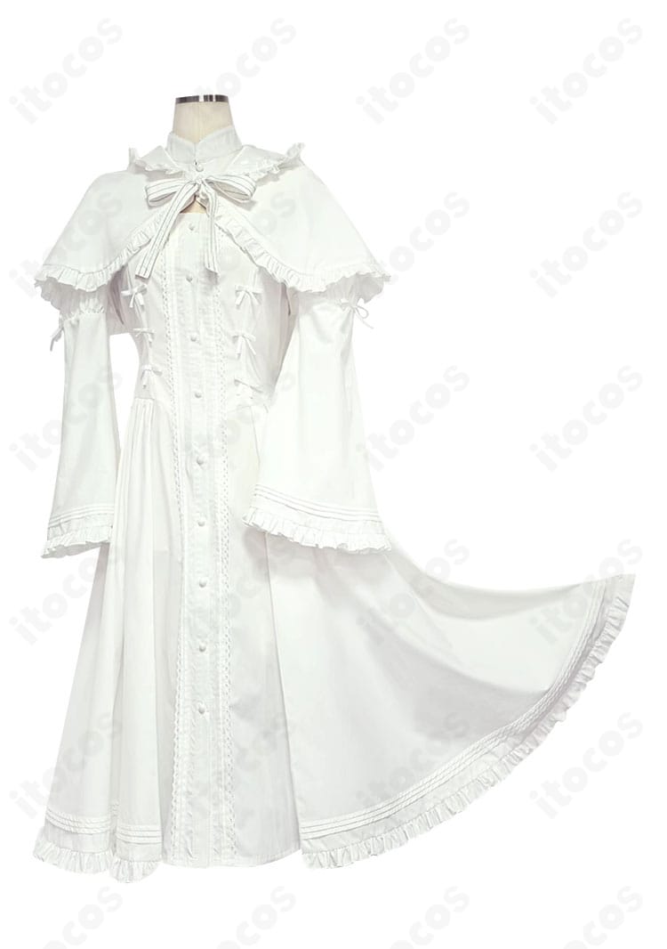 ヨスガノソラ 春日野穹 Endingバージョンのコスプレ衣装正面。白ワンピースとマントの清楚なシルエットを高再現で撮影