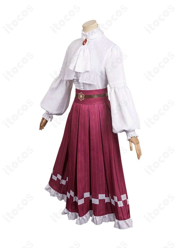 鬼滅の刃 竈門禰豆子 伍周年記念祭コスプレ衣装の左側面。帽子・髪飾り・スカートラインなど細部の作り込みが見える角度。