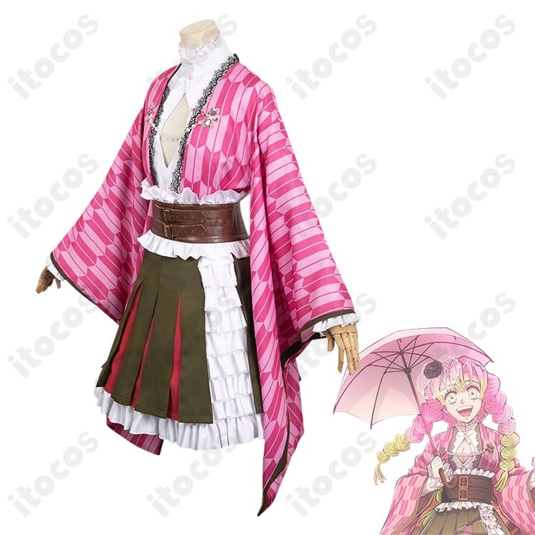 鬼滅の刃 甘露寺蜜璃 伍周年記念祭コスプレ 高再現で写真映え、イベント即戦力のフルセット - 2枚目の画像