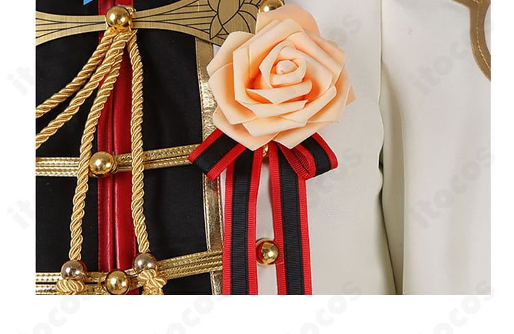 胸元の花飾りクローズアップ。色味と立体感が分かる装飾ディテール