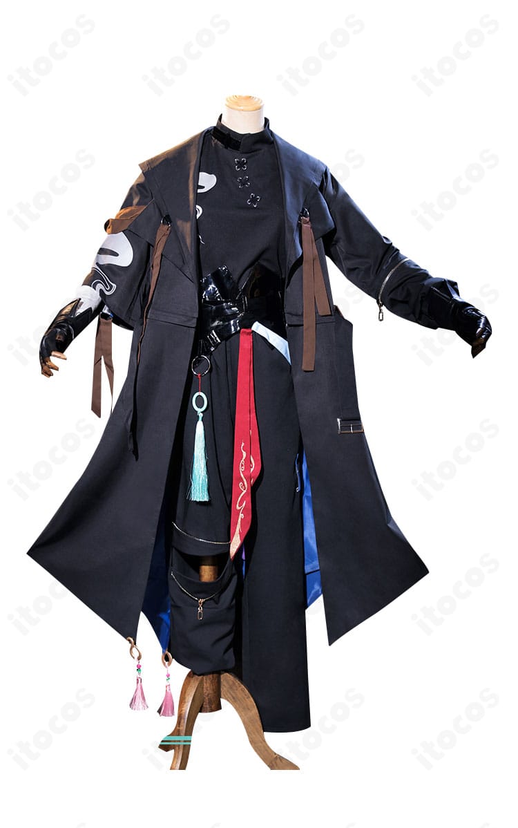 原神 魈のコスプレ衣装 正面全体。胸元アクセサリーとパンツの装飾を含む高再現デザイン。