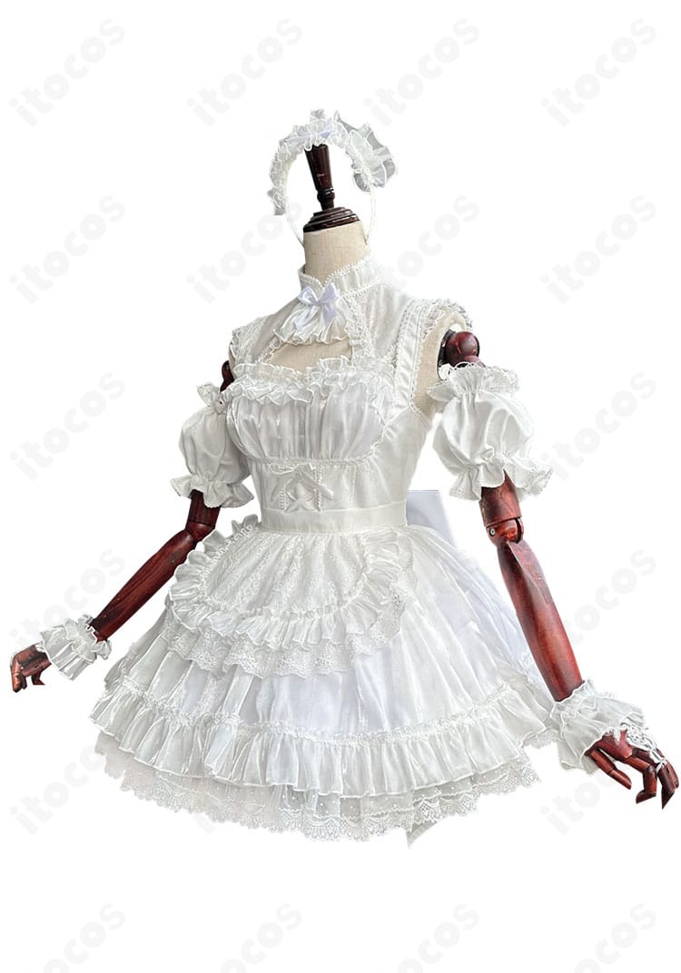 Fate/Grand Order アルトリア・キャスター 霊衣「レディ・アヴァロン」コスプレ衣装の正面全体。つけ襟とAラインドレスが高再現で撮影映え。