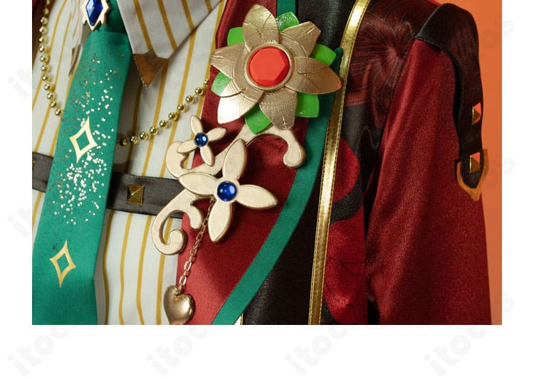 あんさんぶるスターズ！！ Trickstar Xdayコスプレ衣装 右襟の装飾アップ。精緻な刺繍と配色でステージ映えするポイントを表現。