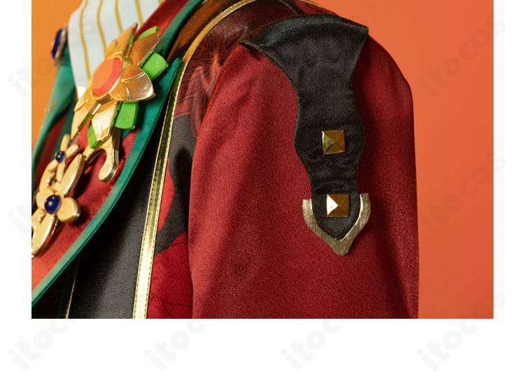 あんさんぶるスターズ！！ Trickstar Xdayコスプレ衣装 右肩の装飾ディテール。立体的な飾りがシルエットにアクセントを加える。