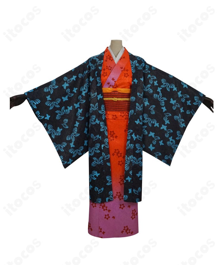 鬼滅の刃 産屋敷あまねのコスプレ衣装 正面全身。白基調の和装と花柄刺繍、端正なシルエットをS〜Lサイズで確認できる画像