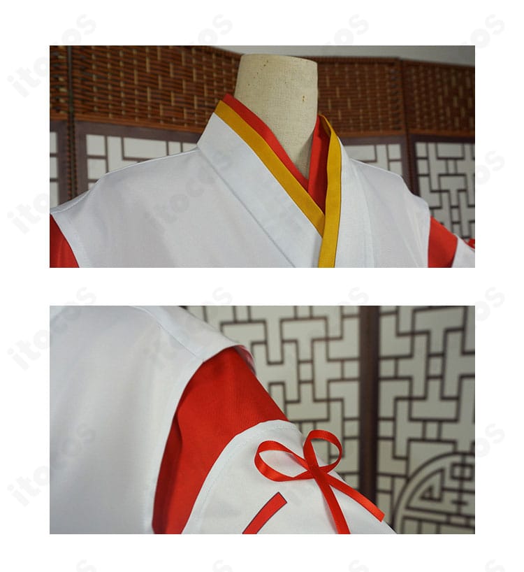 花散里 コスプレの衣領・衣袖の装飾クローズアップ。精密な刺繍と丁寧なパイピングが際立つ。