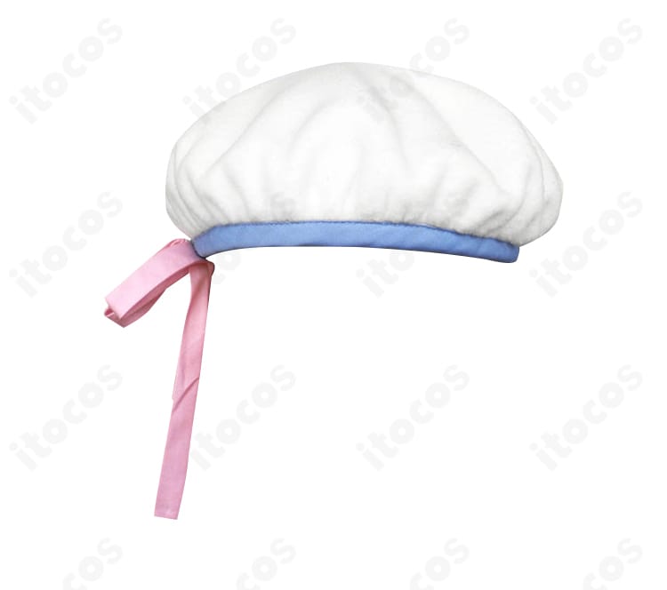 Angel Beats! 仲村ゆり コスプレ衣装 付属帽子のクローズアップ。質感と縁取りの仕上げが分かるアクセサリーディテール。