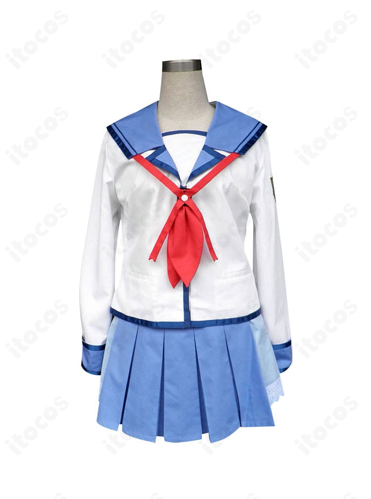 Angel Beats! 仲村ゆり コスプレ衣装の正面図。死んだ世界戦線の制服デザインを高再現したトップスとスカートのバランスが分かる全体カット。