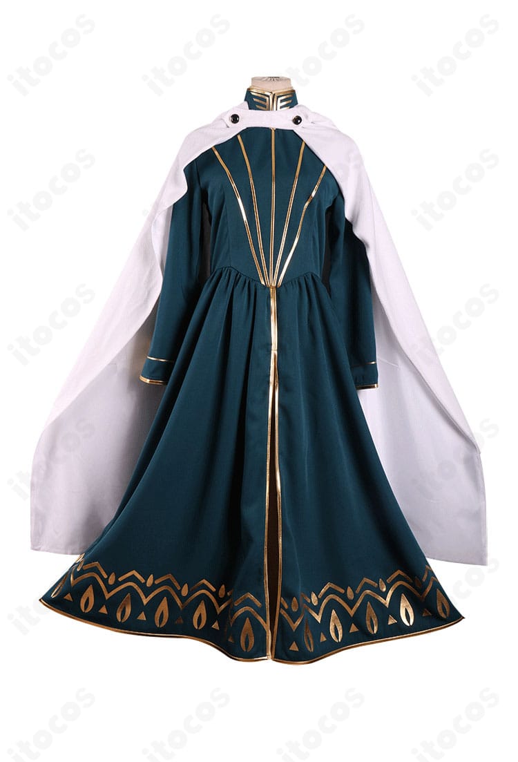 オクトパストラベラーII テメノス・ミストラルのコスプレ衣装 正面全体。神官ローブと披風、フロント装飾を忠実に再現。