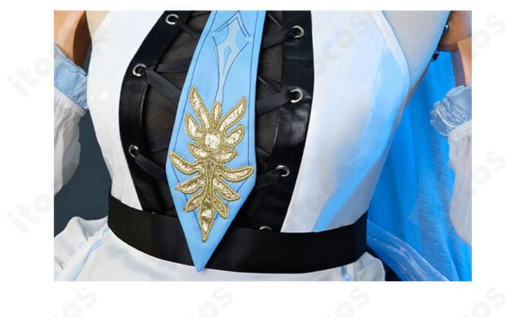 原神 エウルア メイド服同人衣装の胸元装飾。つけ襟と胸前パーツの細部ディテール