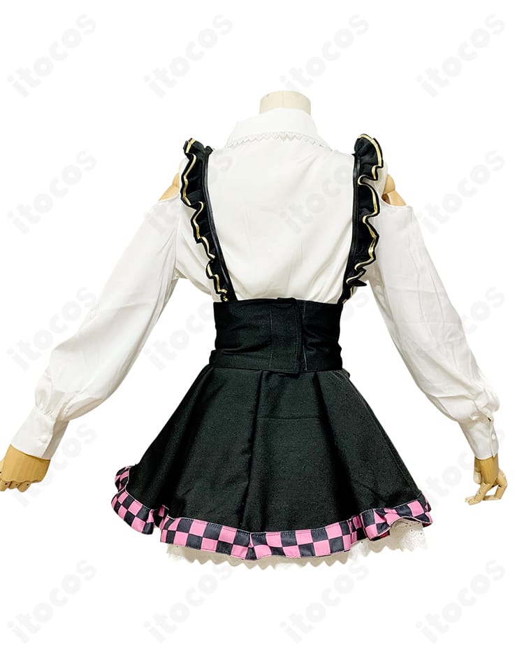 ITOCOS製 ホロライブ 百鬼あやめ ガーリー系コスプレ衣装の背面ビュー。後ろ姿のラインとディテールが伝わるカット