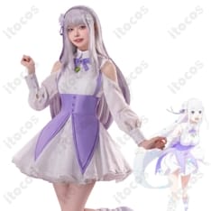 リゼロ／エミリア Memory Snow コスプレ衣装 高再現で上品、撮影・イベントで映える一着 - 1枚目の画像（サムネイル）