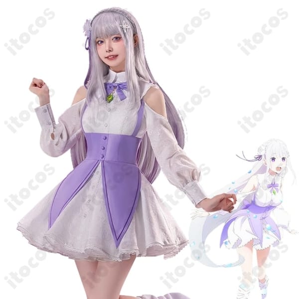 リゼロ／エミリア Memory Snow コスプレ衣装 高再現で上品、撮影・イベントで映える一着