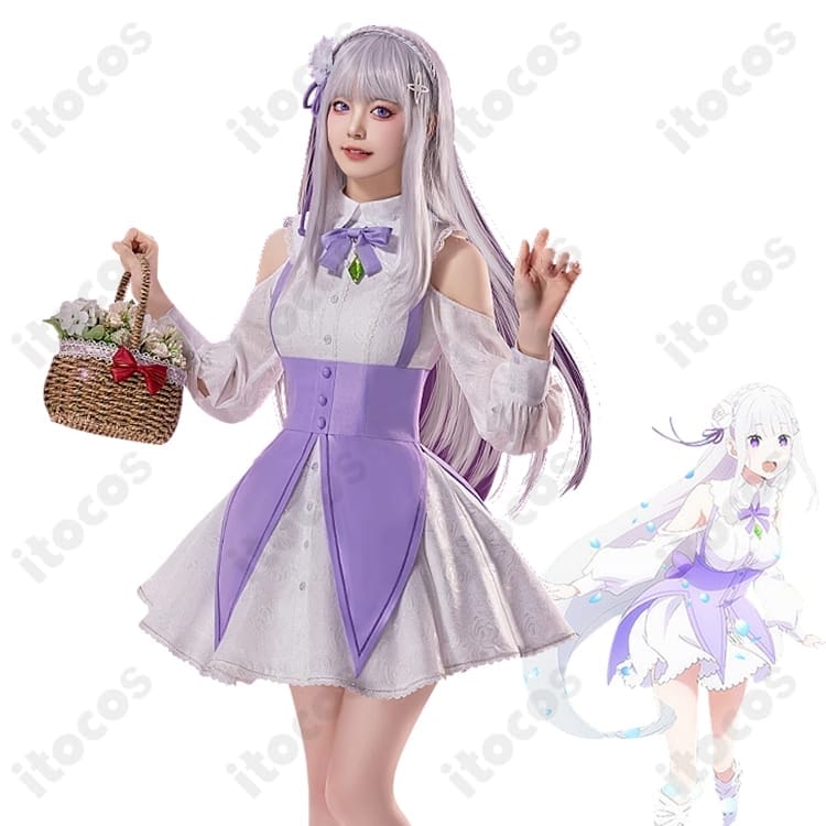 リゼロ／エミリア Memory Snow コスプレ衣装 高再現で上品、撮影・イベントで映える一着 - 2枚目の画像