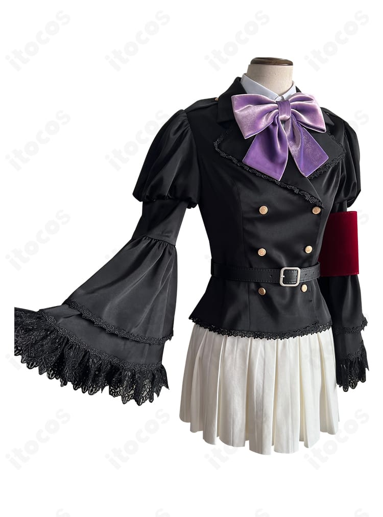 うみねこのなく頃に 右代宮縁寿コスプレ衣装のサイドビュー。縫製ディテールと動きやすさを両立した設計が分かる角度