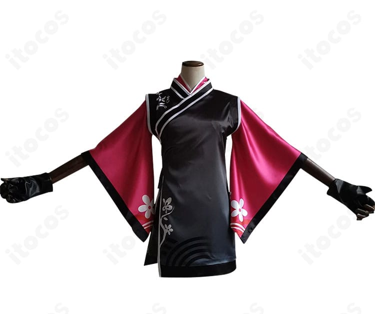 アークナイツ ジェシカ「君子蘭」コスプレ衣装の正面全身。発色の良い上着と軽量トップス、装飾の再現度が分かる商品カット。