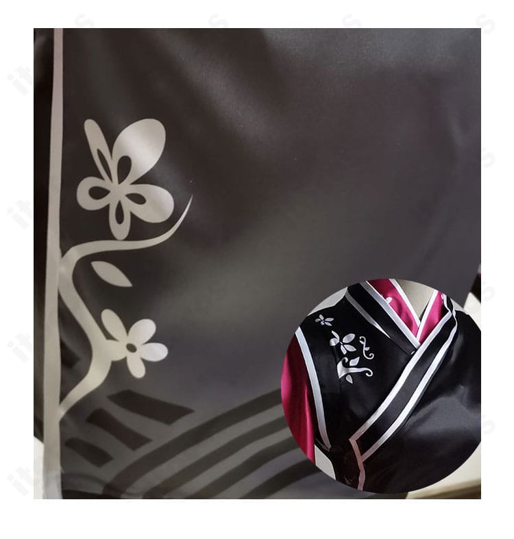 アークナイツ ジェシカ衣装の襟元ディテール。刺繍と立体装飾、パネル切替えの質感が分かるクローズアップ。