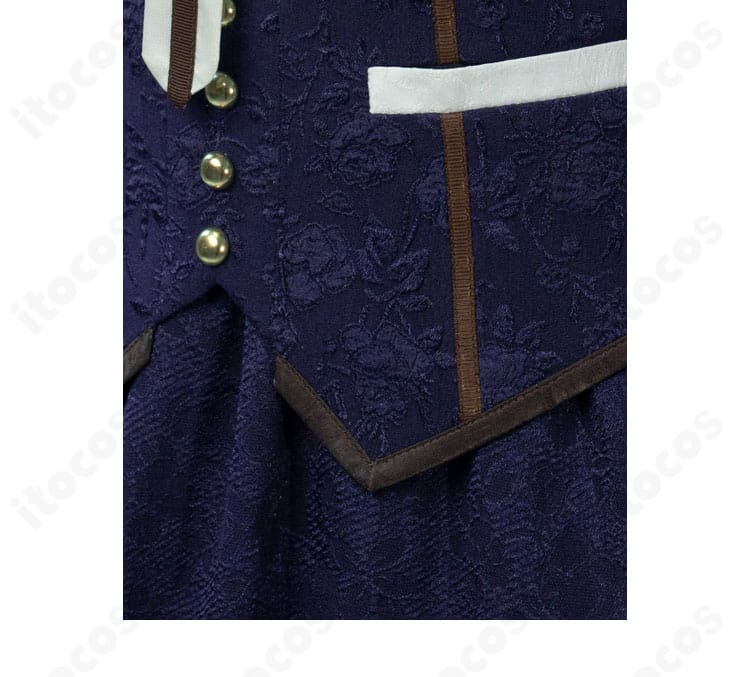 腰部のビーズと模様装飾のクローズアップ。立体的な輝きが高級感を演出。