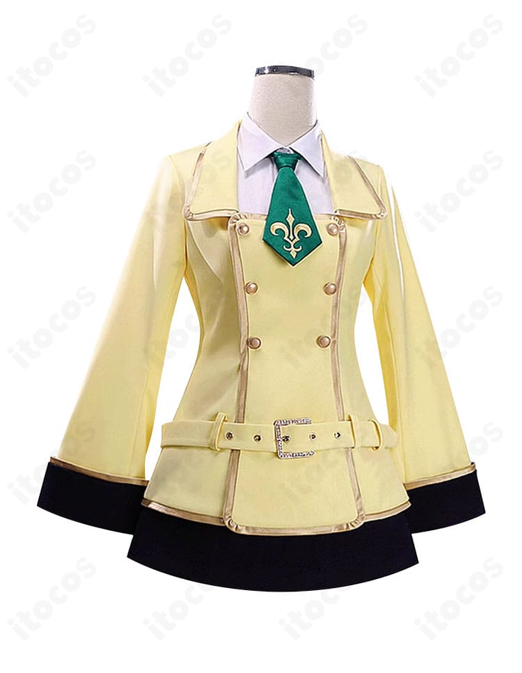 カレン・シュタットフェルト 学園制服コスのサイドビュー。コートのラインとスカートの広がりを確認できる角度。